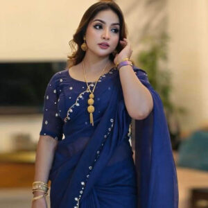 Semi Moslin Sharee with Blouse Piece