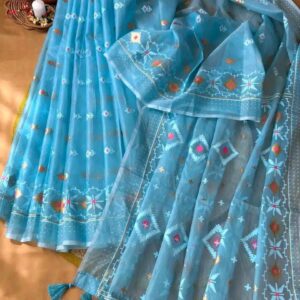 Half Silk Jamdani Print Saree (SB)