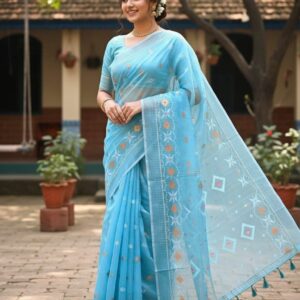 Half Silk Jamdani Print Saree