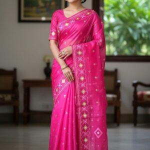 Half Silk Jamdani Print Saree