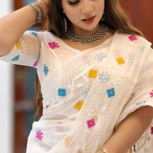 Half Silk Jamdani Print Saree