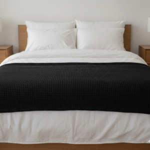 Waffle Blanket Black Colour
