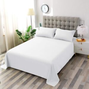 White Colour Bedsheet Set ( Solid Colour ) 2pcs Pillow Cover Free