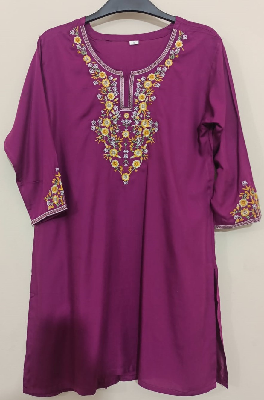 Embroidered Short Tops purple. Colour - Image 2