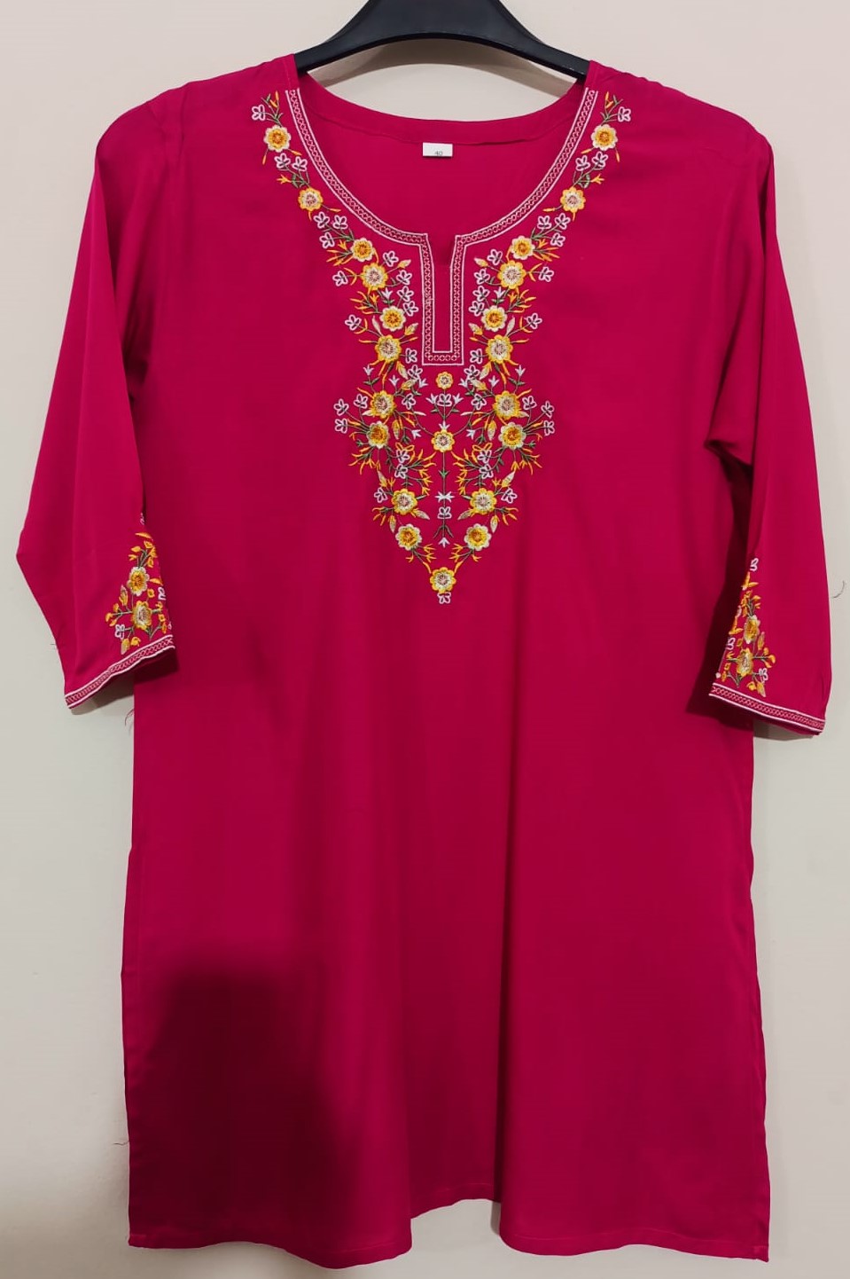 Embroidered Short Tops pink Colour - Image 2