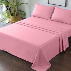 KING SIZE SOLID COLOUR 100%COTTON BEDSHEET ( গোলাপী )