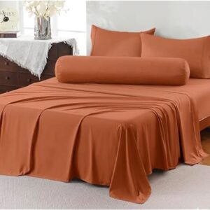 4set Rust Colour Twill Bedsheets 100% Cotton