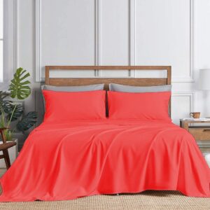 Cherry Red Colour Twill Bedsheets 100% Cotton